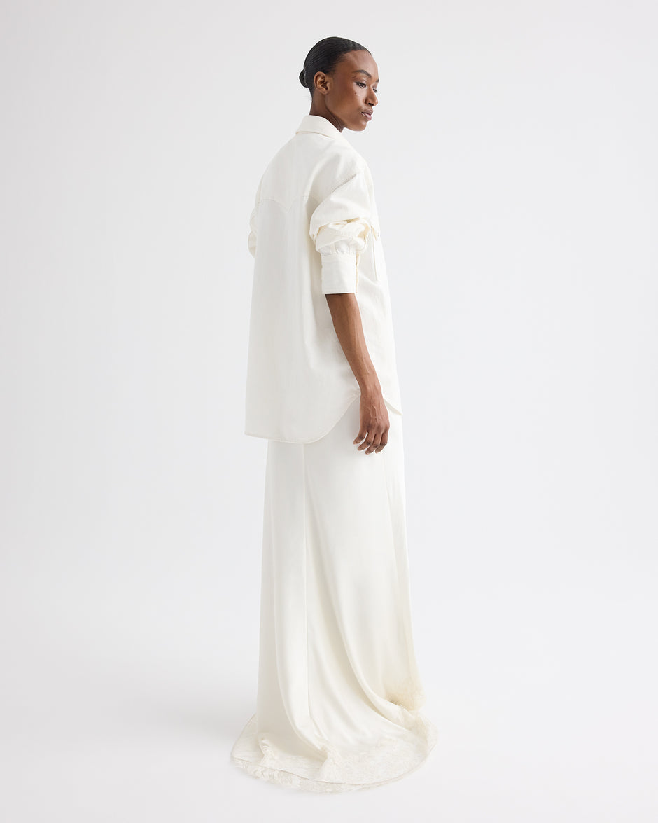 TWP White OG Supersized Shirt in Natural Denim view 5