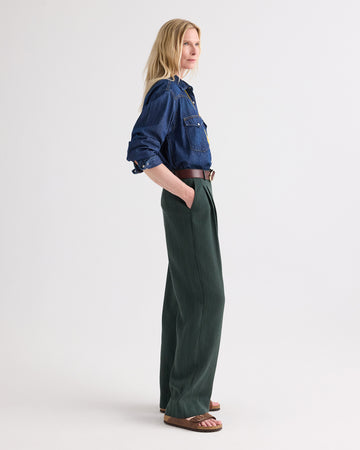 TWP Dark stone OG Supersized Ranchers Shirt in Denim Shirting view 4