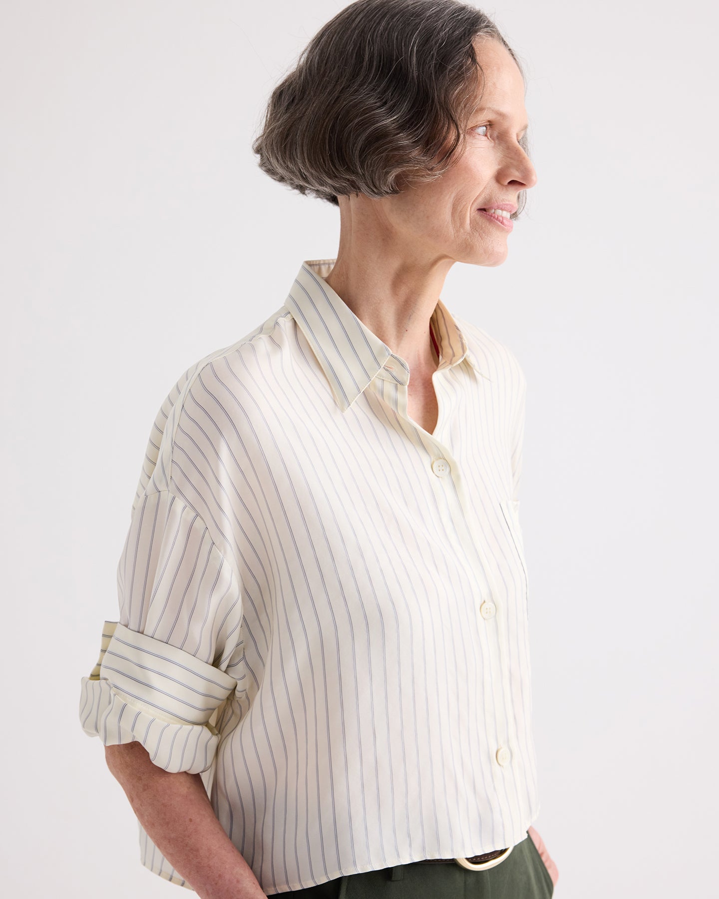 TWP Ivory / blue Next Ex Shirt in Pencil Stripe Viscose view 1