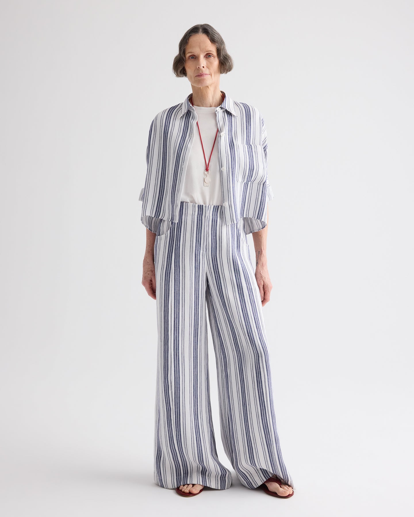 TWP Ivory / navy Next Ex Shirt in Hemp Denim view 4