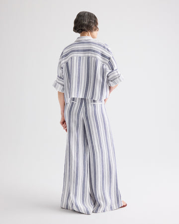TWP Ivory / navy Next Ex Shirt in Hemp Denim view 6
