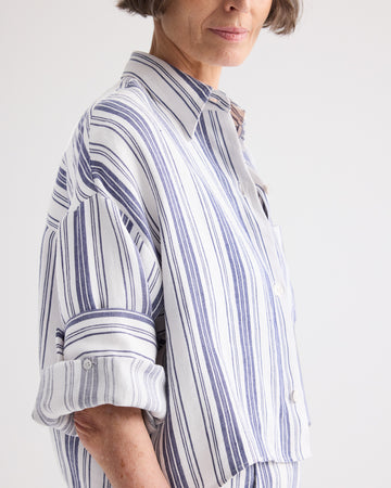 TWP Ivory / navy Next Ex Shirt in Hemp Denim view 1