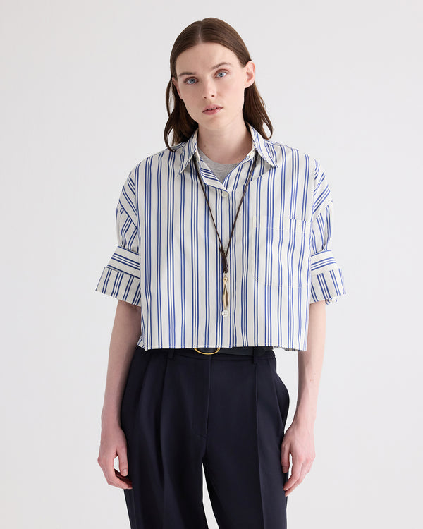 TWP Ivory multi Next Ex Shirt in Mens Stripe on Superfine Poplin view 2