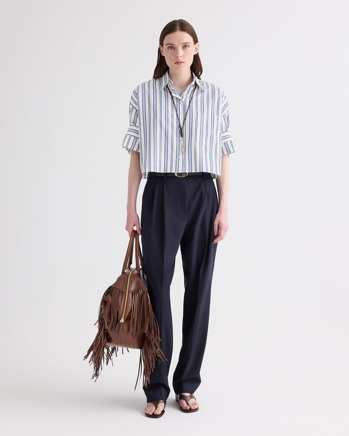 TWP Ivory multi Next Ex Shirt in Mens Stripe on Superfine Poplin view 3