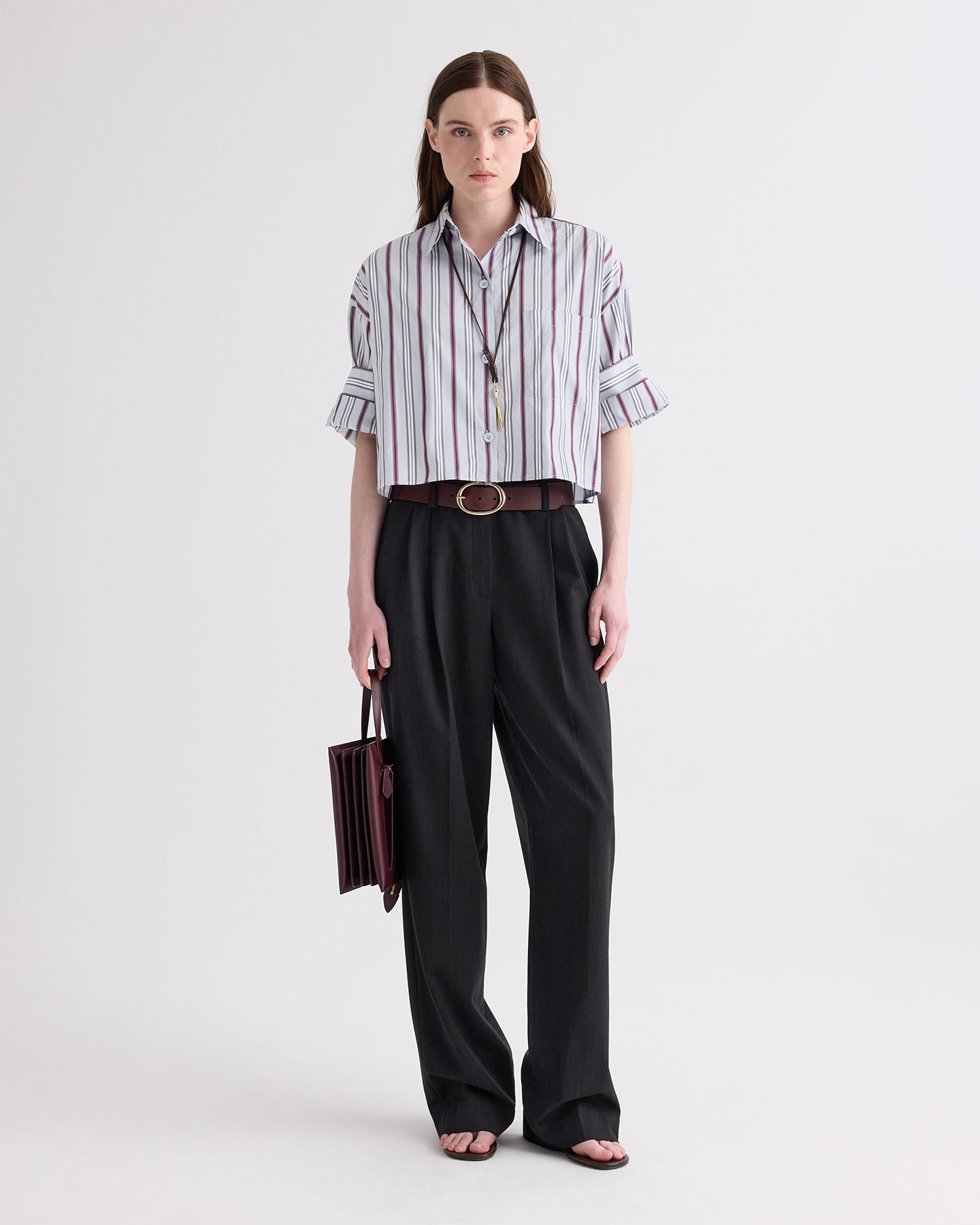 TWP Light grey multi Next Ex Shirt in Striped Superfine Poplin view 3