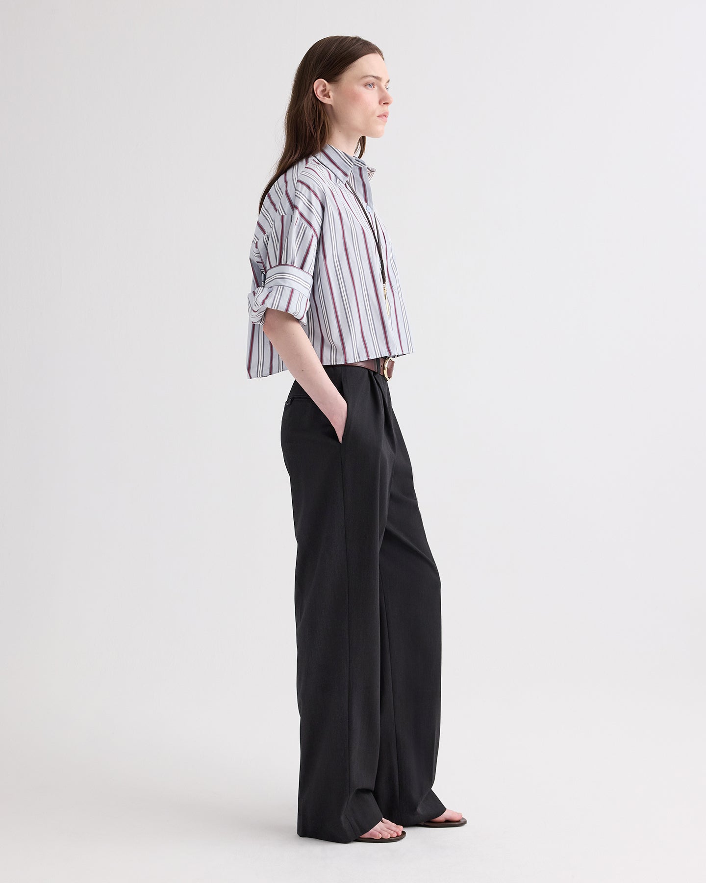 TWP Light grey multi Next Ex Shirt in Striped Superfine Poplin view 4