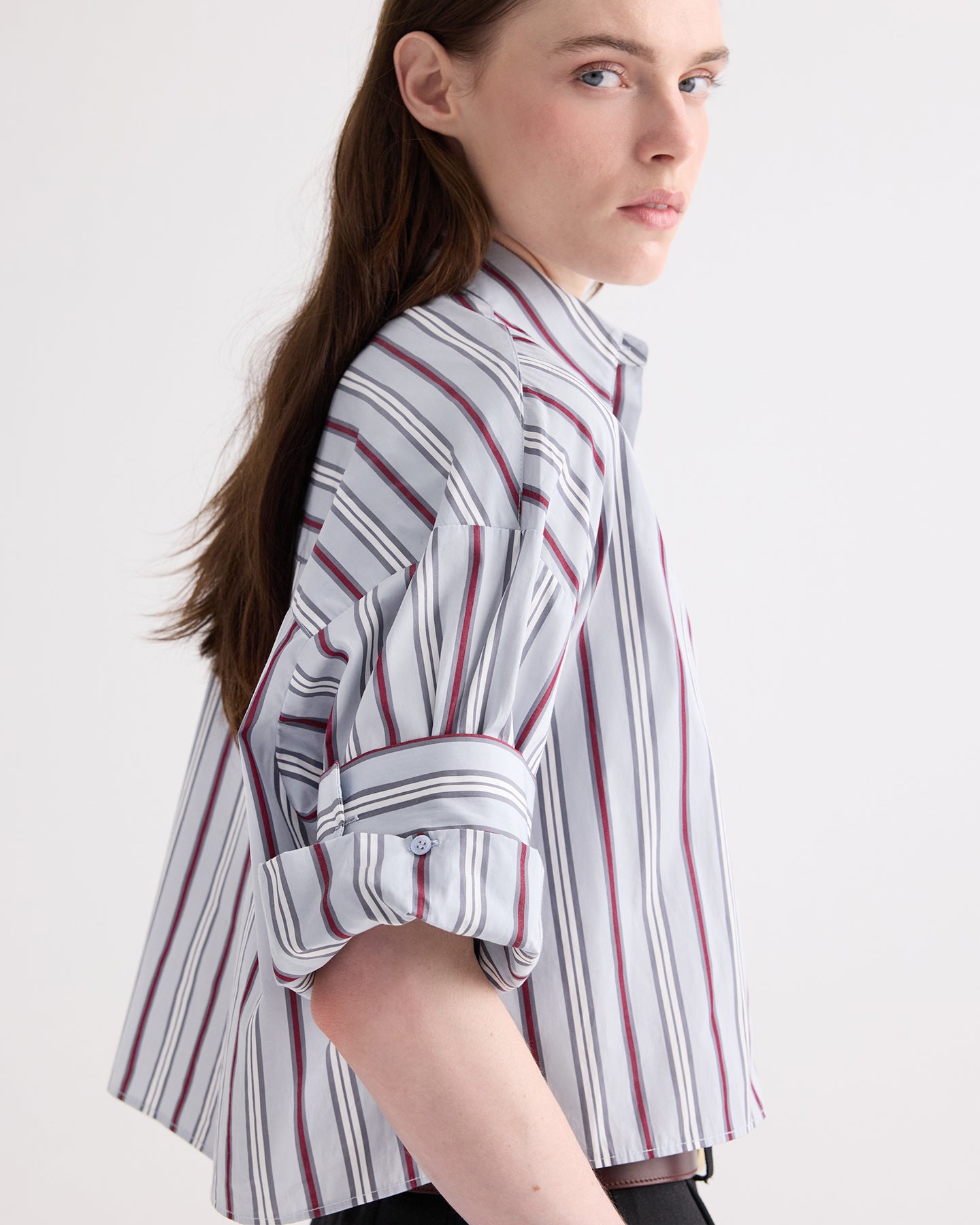 TWP Light grey multi Next Ex Shirt in Striped Superfine Poplin view 1