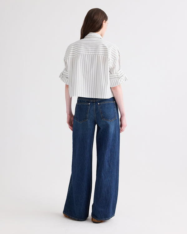 TWP White / green Next Ex Shirt in Mixed Hairline Stripe view 5