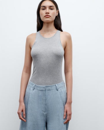 TWP Light heather grey Harbor Tank in Viscose Silk view 1