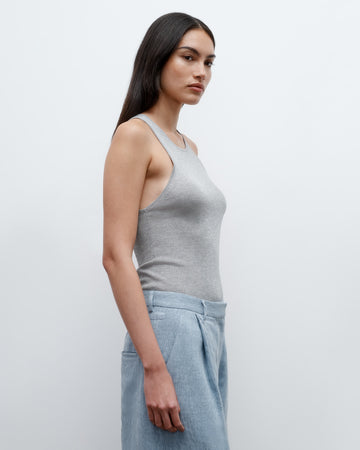 TWP Light heather grey Harbor Tank in Viscose Silk view 4