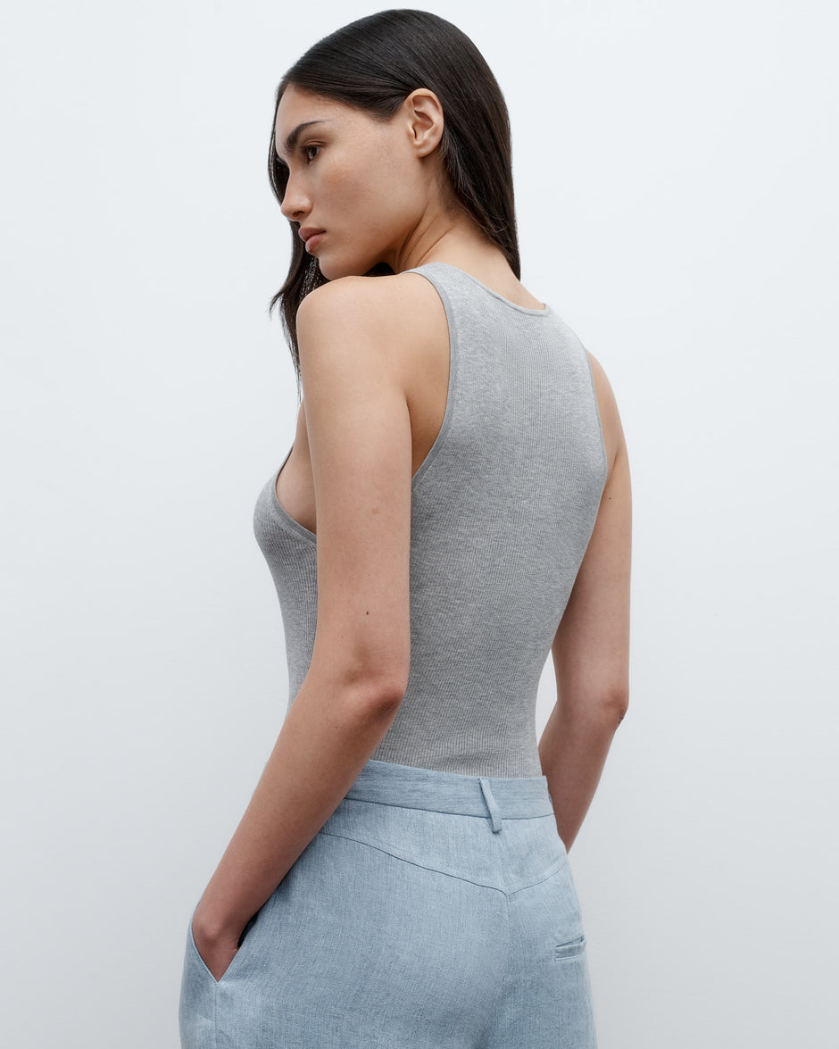 TWP Light heather grey Harbor Tank in Viscose Silk view 2
