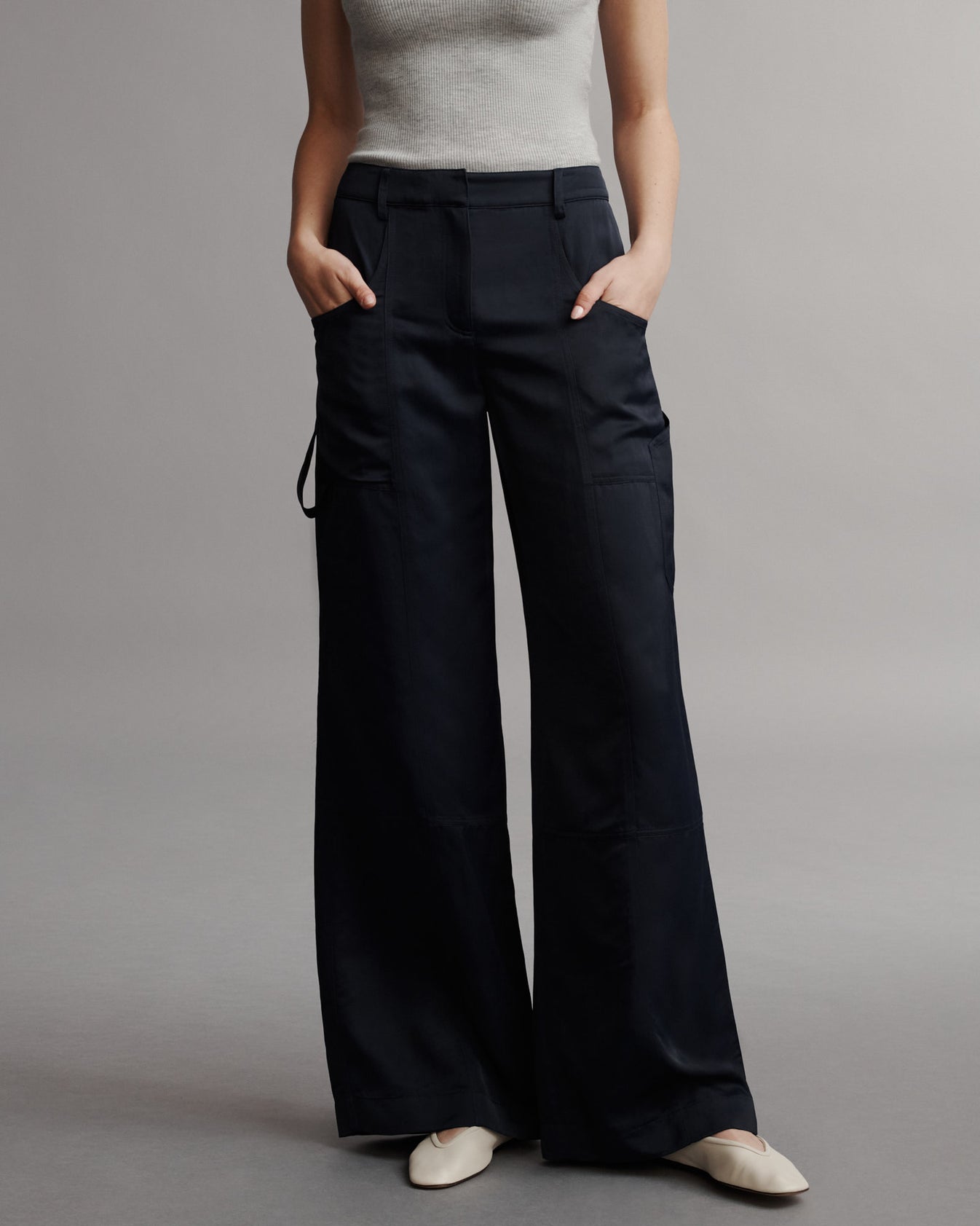 TWP Midnight Chrystie St. Pant in Coated Viscose Linen view 1