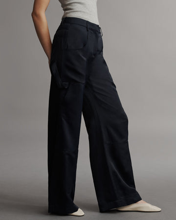 TWP Midnight Chrystie St. Pant in Coated Viscose Linen view 3