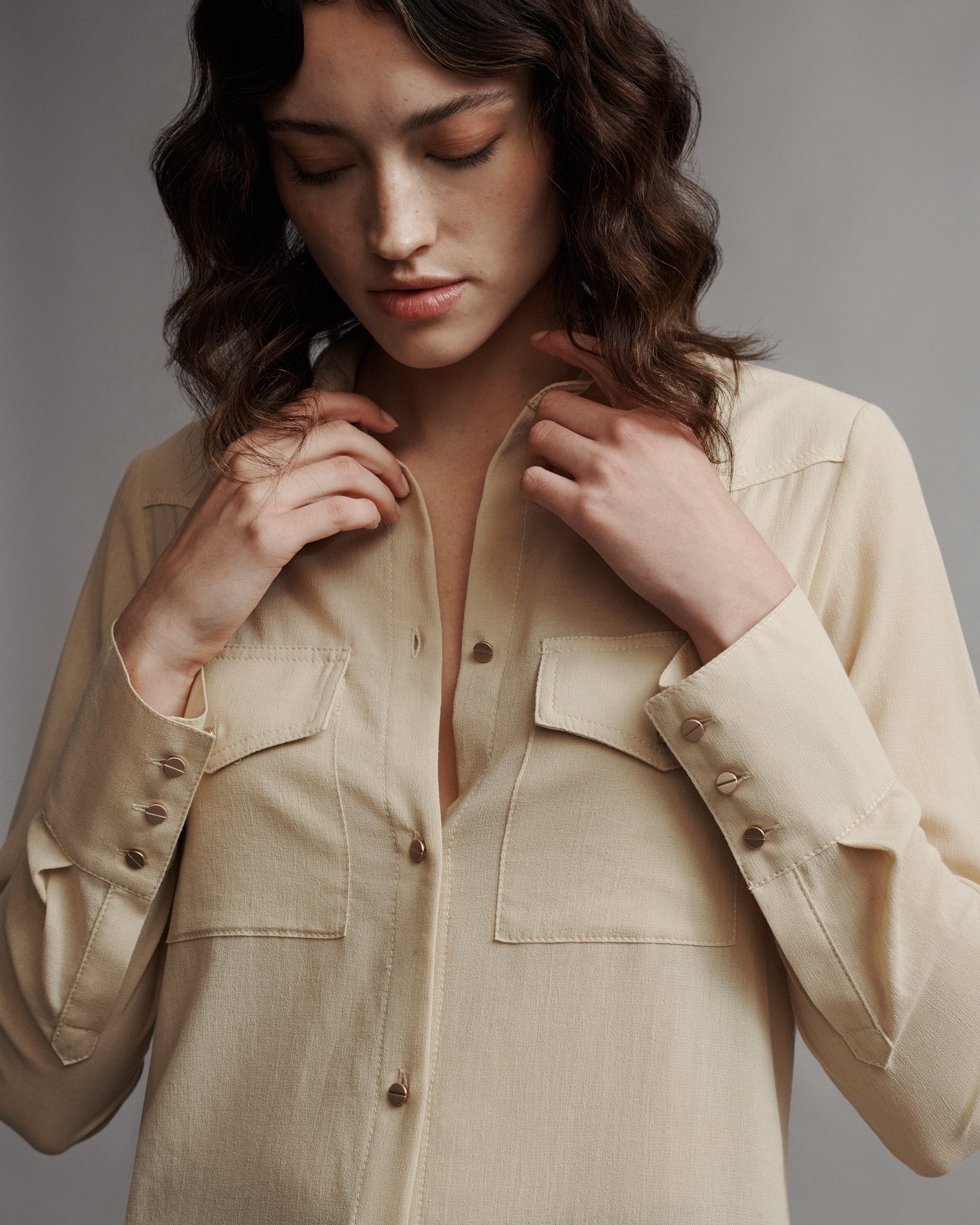 TWP Sandstone Rancher&#39;s Daughter Shirt in Cotton Voile view 1