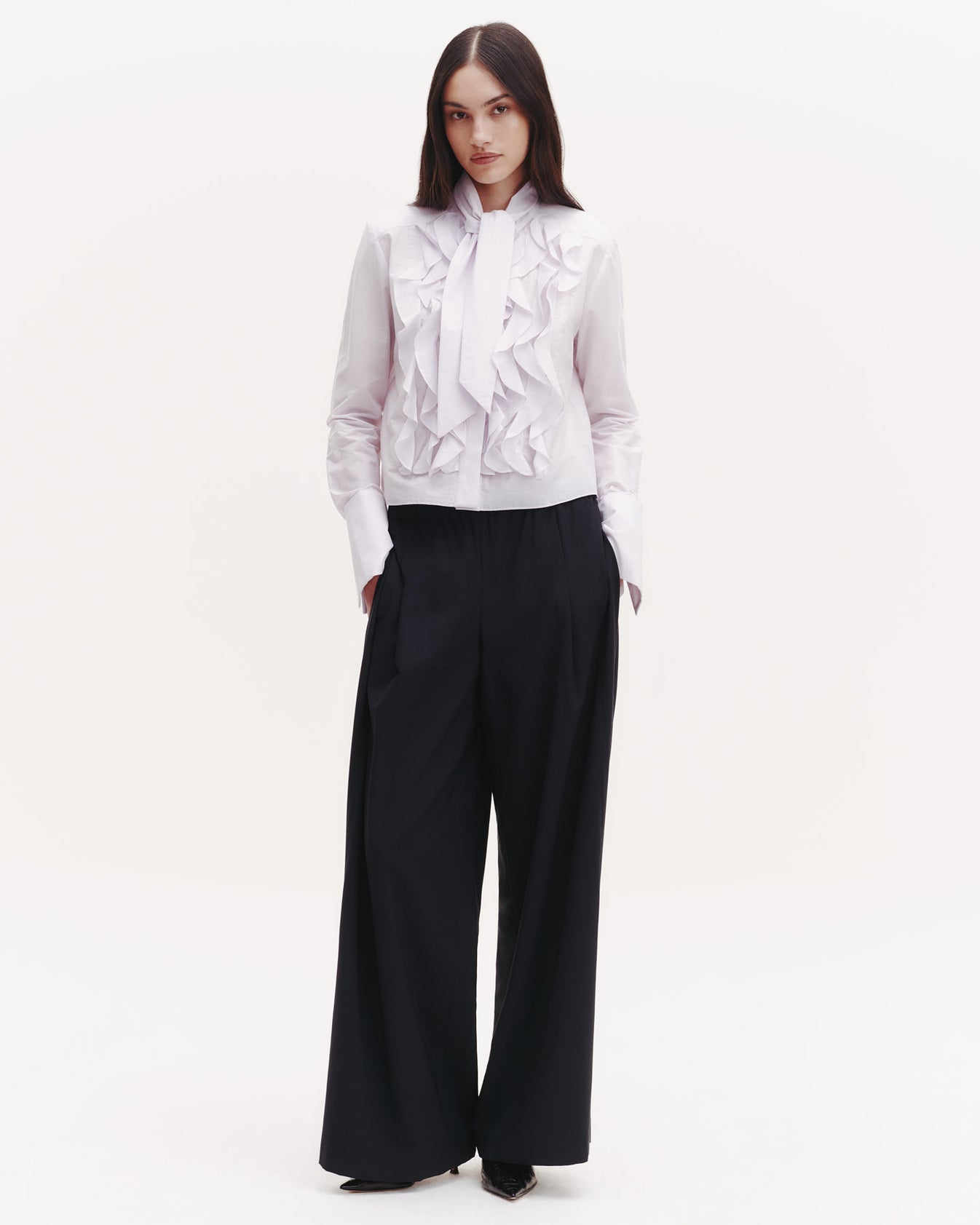 TWP White/purple Patti Top with Tie in Garcon Cotton Stripe view 2