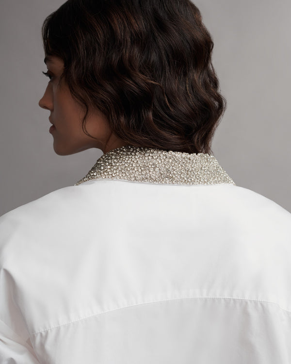 TWP White Next Ex With Crystal Collar in Cotton Shirting view 5