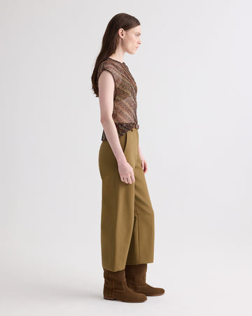 TWP Sable / chicory coffee Beaded Net Tank in Bugle and Bead Net Fringe view 4