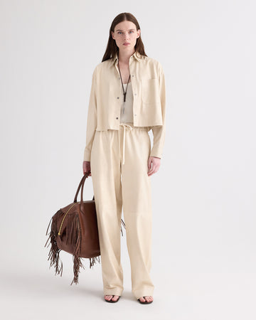 TWP Creme brulee Little Big Joe Shirt in Paper Leather view 2