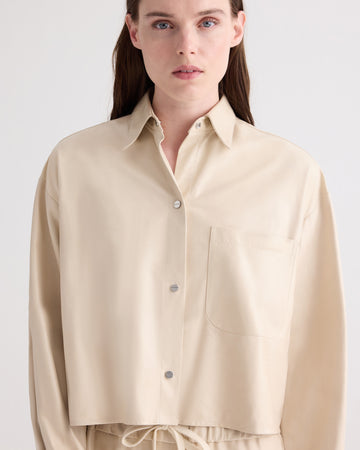 TWP Creme brulee Little Big Joe Shirt in Paper Leather view 3
