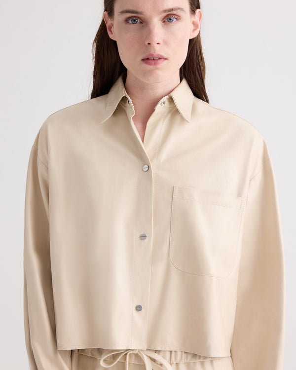 TWP Creme brulee Little Big Joe Shirt in Paper Leather view 3