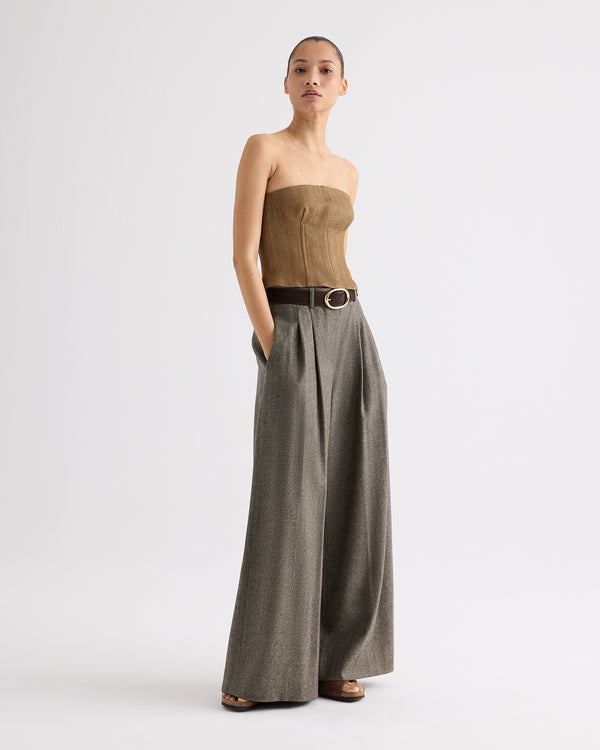 TWP Kelp Jillian Bustier in Novel Herringbone Linen view 3