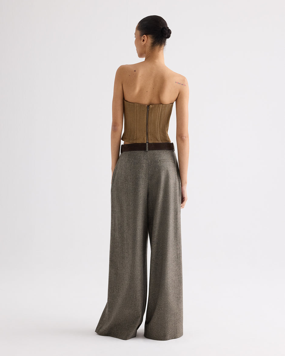 TWP Kelp Jillian Bustier in Novel Herringbone Linen view 4