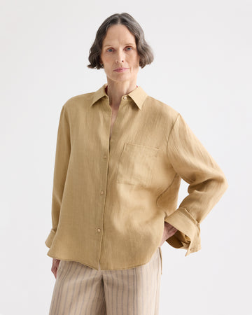 TWP Candied ginger Next Morning Shirt in Fluid Linen view 2