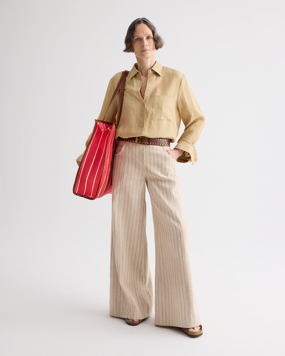 TWP Candied ginger Next Morning Shirt in Fluid Linen view 3