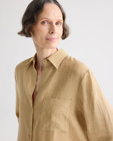 TWP Candied ginger Next Morning Shirt in Fluid Linen view 1