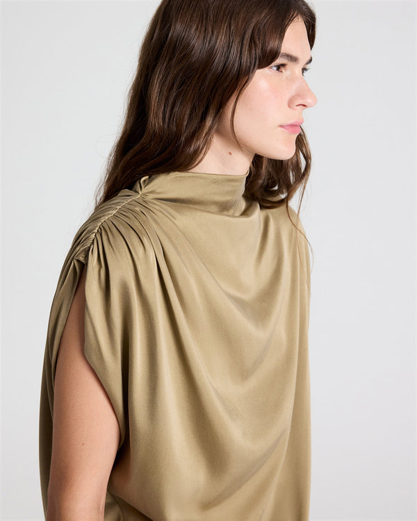 TWP Kelp Wish You Would Top in Washed Silk Charmeuse view 3