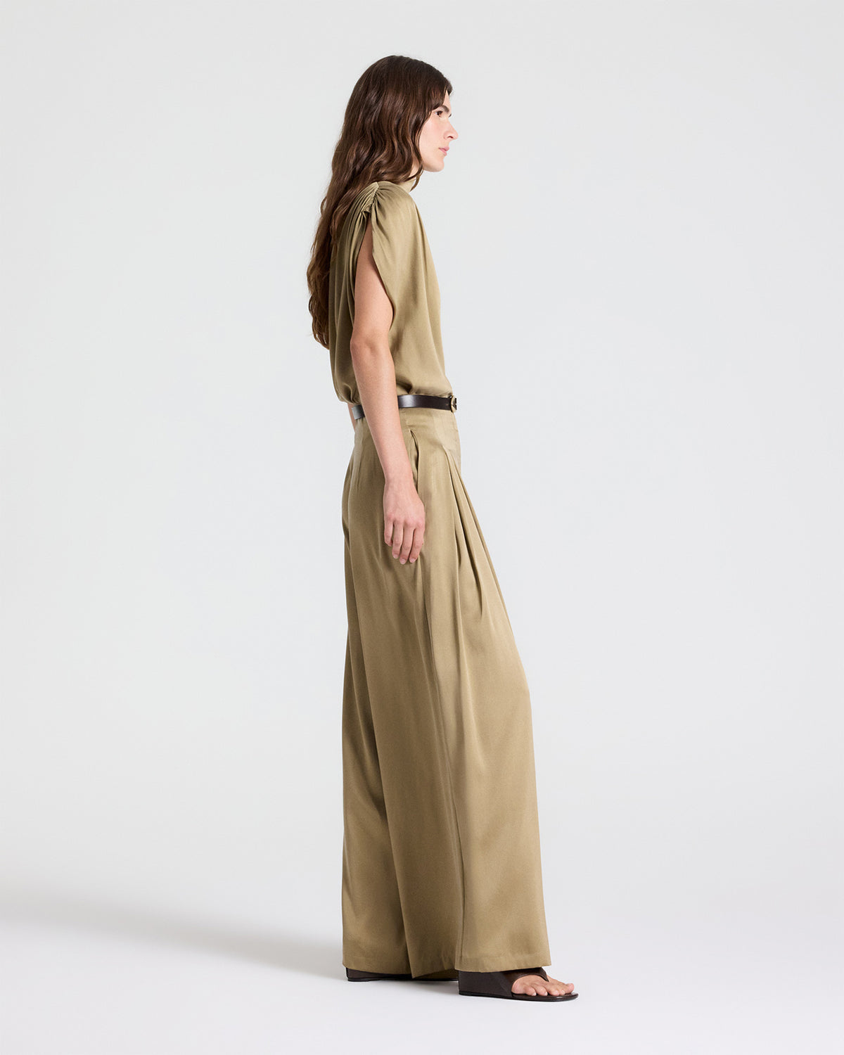 TWP Kelp Wish You Would Top in Washed Silk Charmeuse view 5