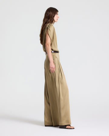 TWP Kelp Wish You Would Top in Washed Silk Charmeuse view 5