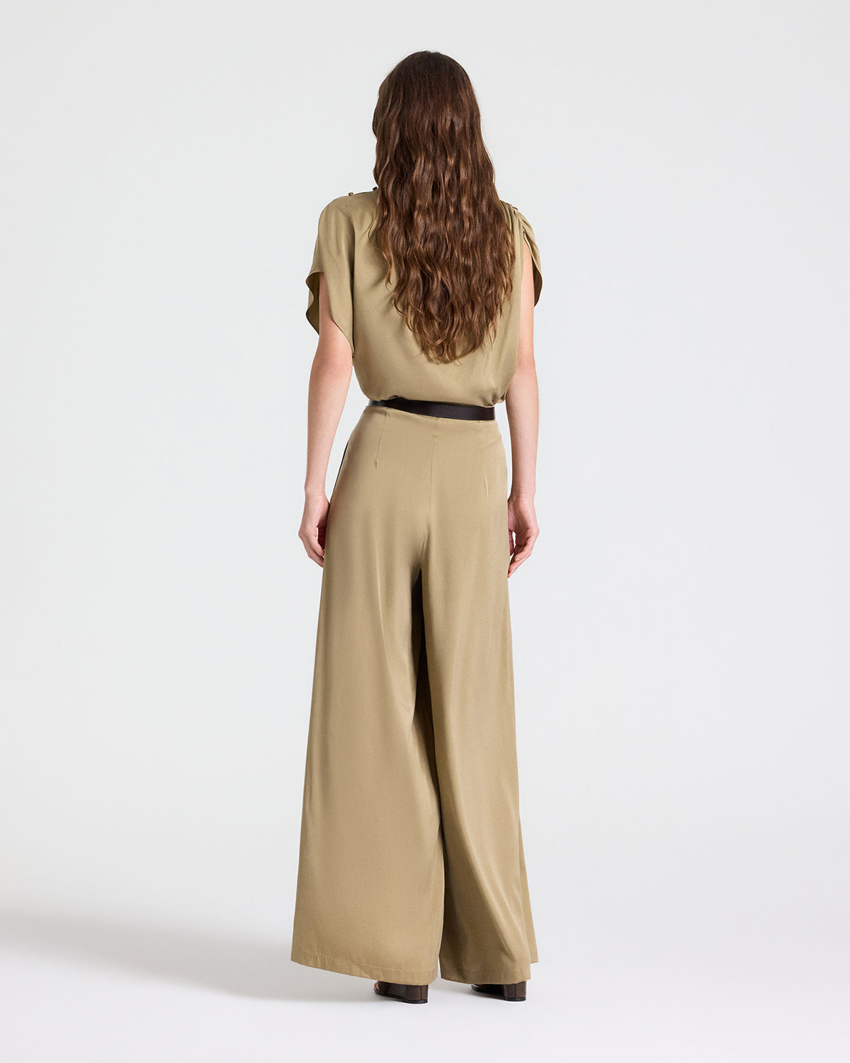 TWP Kelp Wish You Would Top in Washed Silk Charmeuse view 6