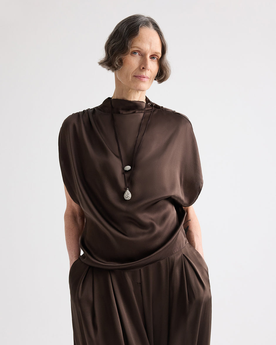 TWP Delicioso Wish You Would Top in Washed Silk Charmeuse view 2