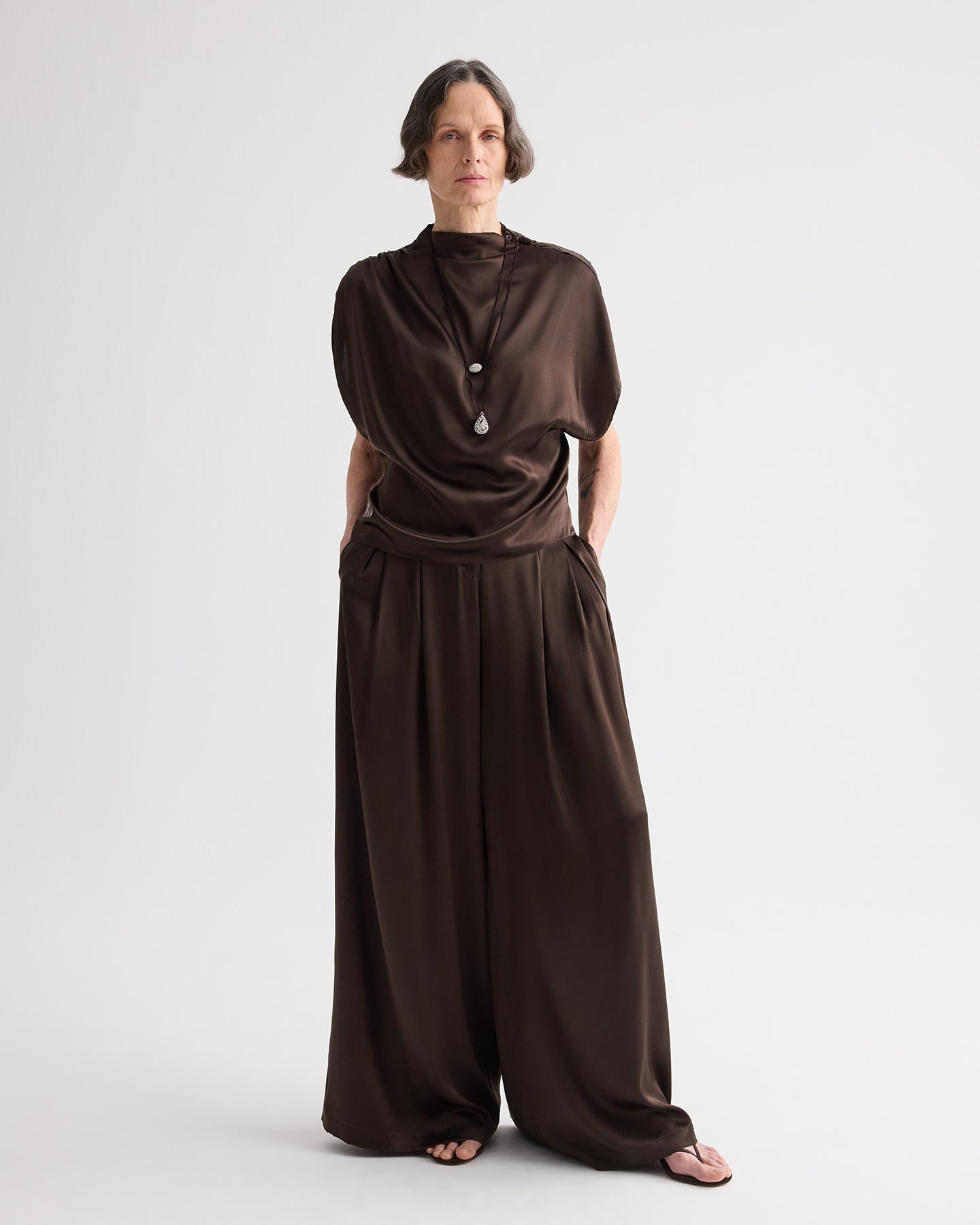 TWP Delicioso Wish You Would Top in Washed Silk Charmeuse view 3