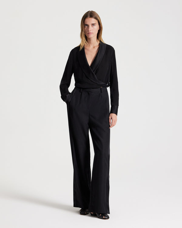 TWP Black Brief Encounter Top in Silk Georgette view 3