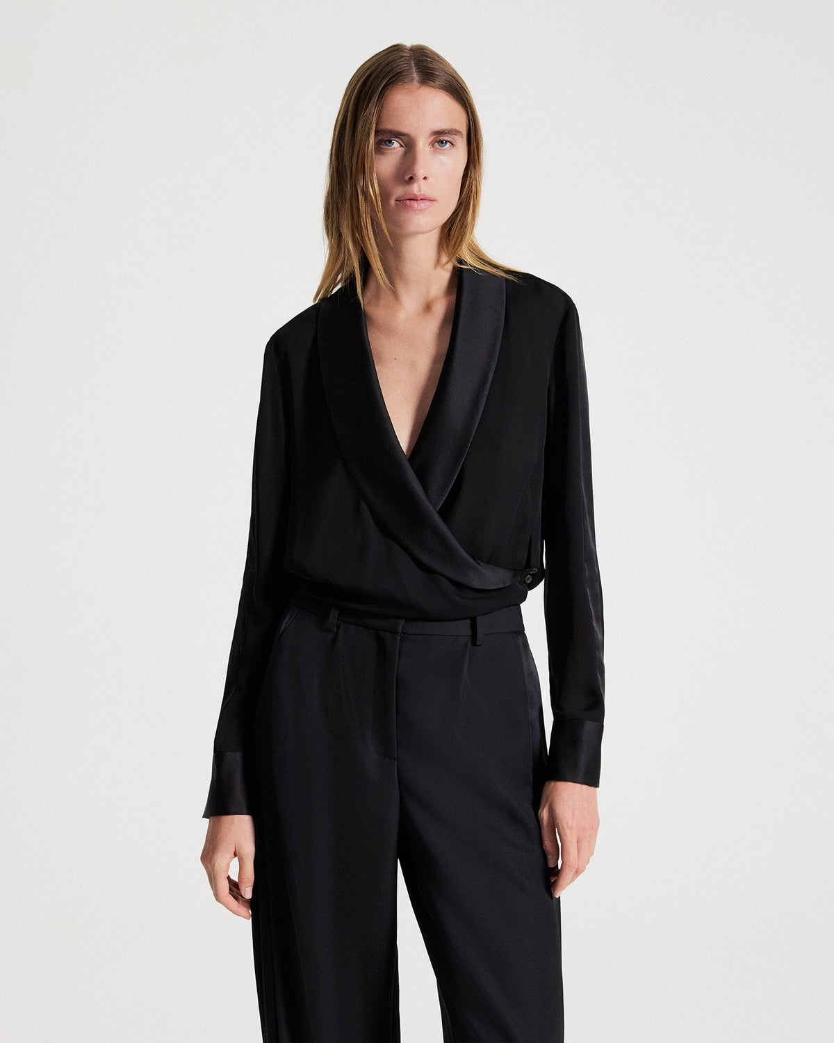 TWP Black Brief Encounter Top in Silk Georgette view 1
