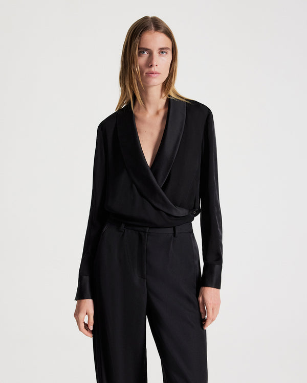 TWP Black Brief Encounter Top in Silk Georgette view 1