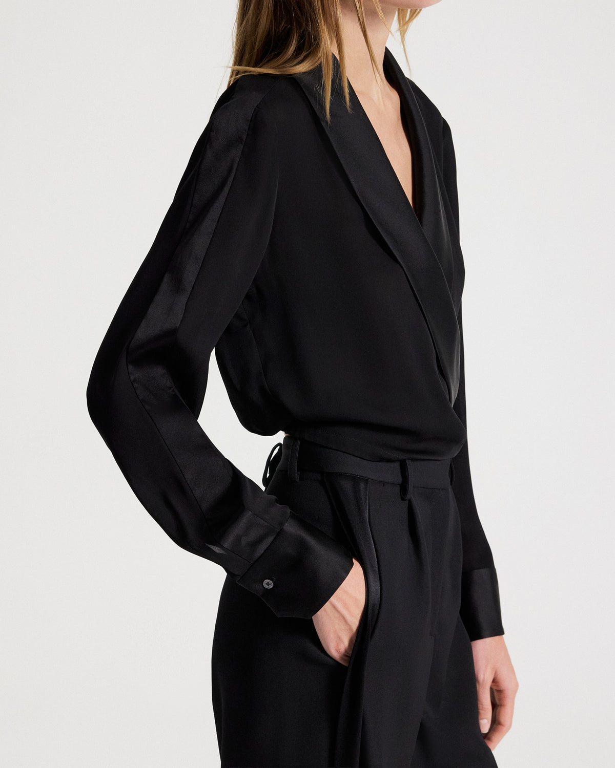 TWP Black Brief Encounter Top in Silk Georgette view 2