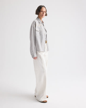 TWP Light heather grey Carter Shirt With French Knots in Delave Linen view 4