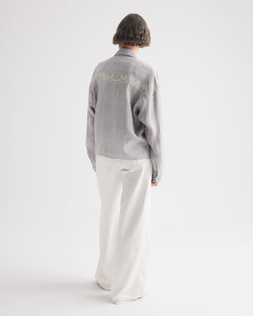 TWP Light heather grey Carter Shirt With French Knots in Delave Linen view 5