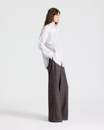 TWP White / turkish coffee Austin Shirt in Cotton Stripes view 4