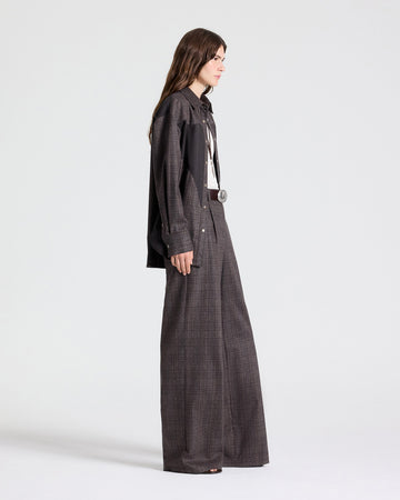 TWP Chocolate multi/dark chococlate Austin Shirt in Wool Flannel view 4