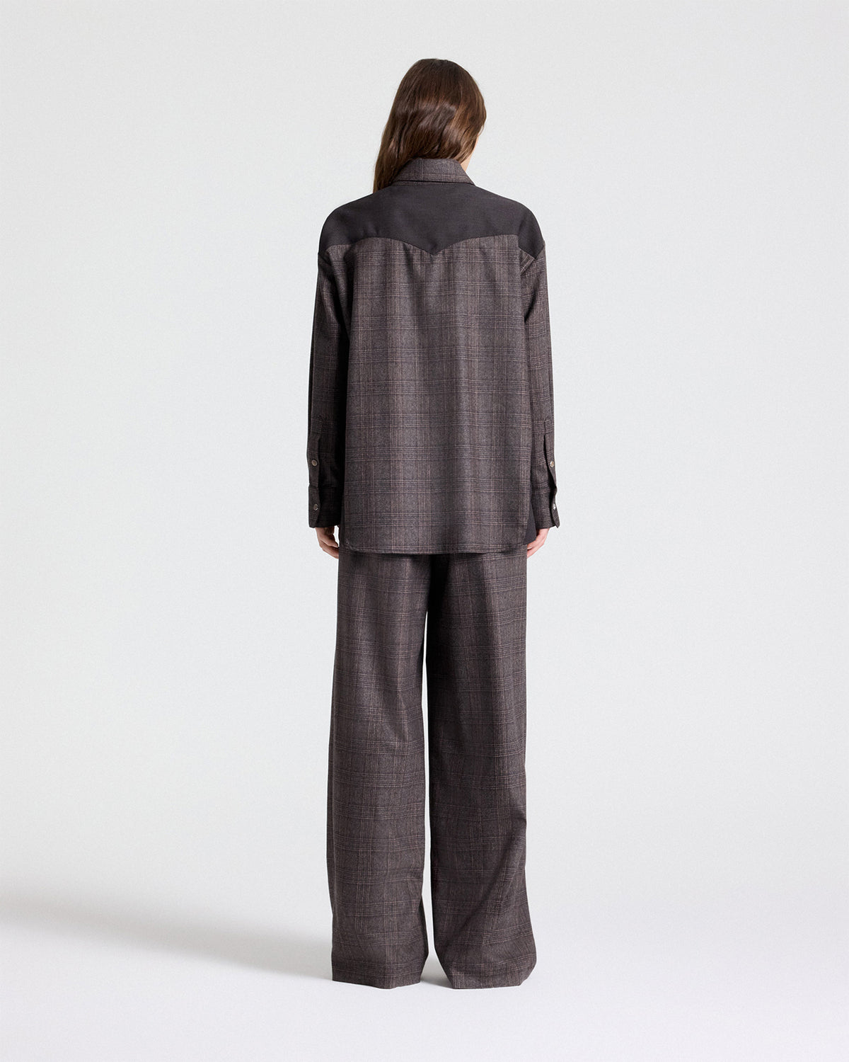 TWP Chocolate multi/dark chococlate Austin Shirt in Wool Flannel view 5