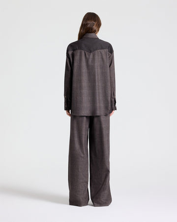 TWP Chocolate multi/dark chococlate Austin Shirt in Wool Flannel view 5
