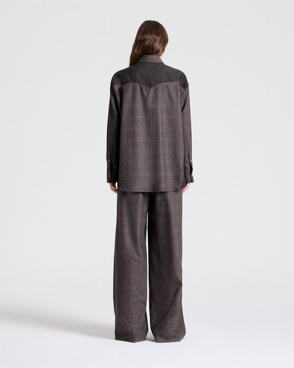 TWP Chocolate multi/dark chococlate Austin Shirt in Wool Flannel view 5
