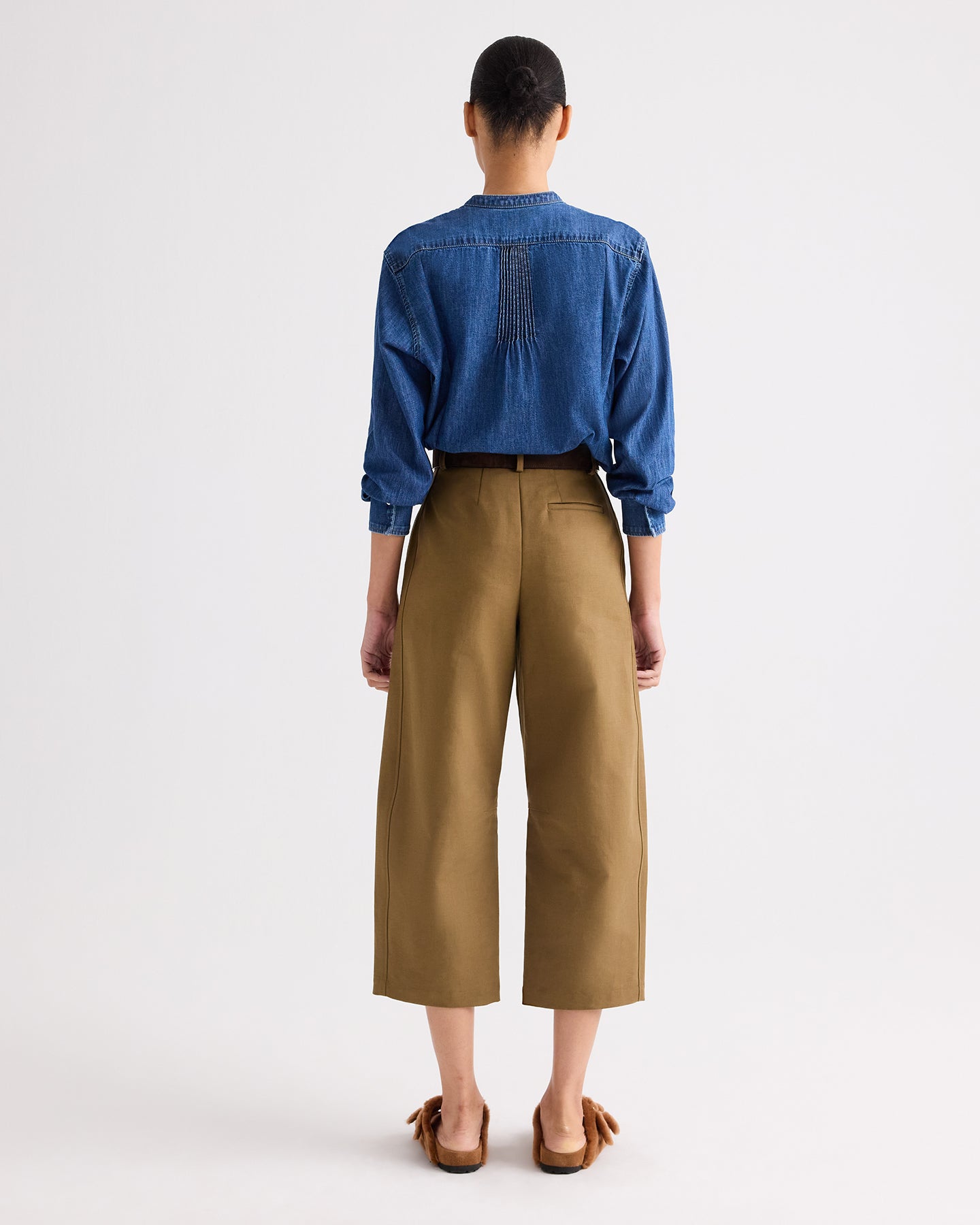 TWP Paris Pintuck Painter Shirt in Denim Shirting view 5