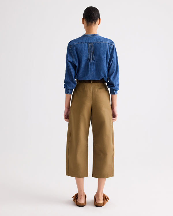 TWP Paris Pintuck Painter Shirt in Denim Shirting view 5