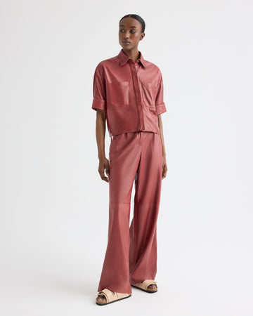 TWP Karanda red My Newest Mistake Shirt in Paper Leather view 3