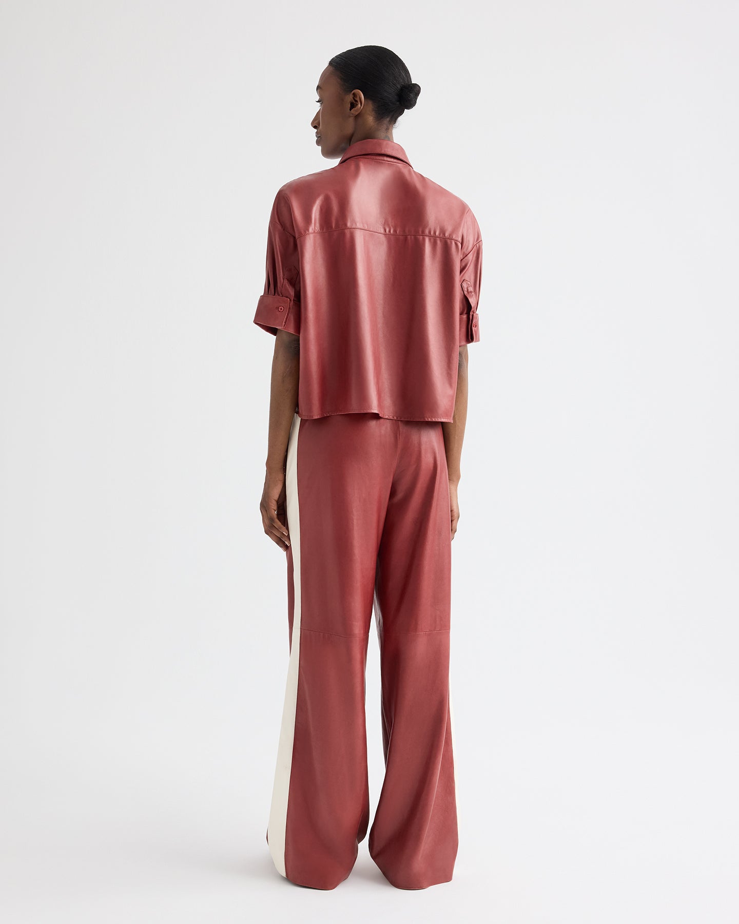 TWP Karanda red My Newest Mistake Shirt in Paper Leather view 6